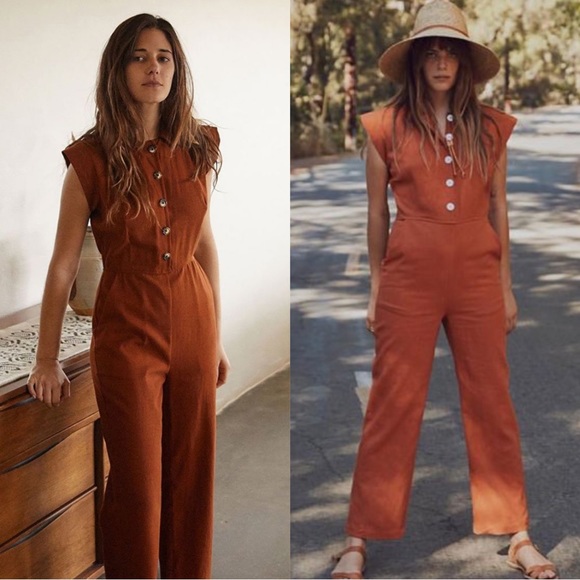 Christy Dawn Pants - Christy Dawn Pheobe Jumpsuit Rust Red Brown Short Sleeve Small